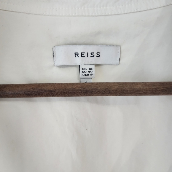 Reiss White Veronica Long Sleeved Classic V-Neck Blouse Size 8 - Picture 13 of 14
